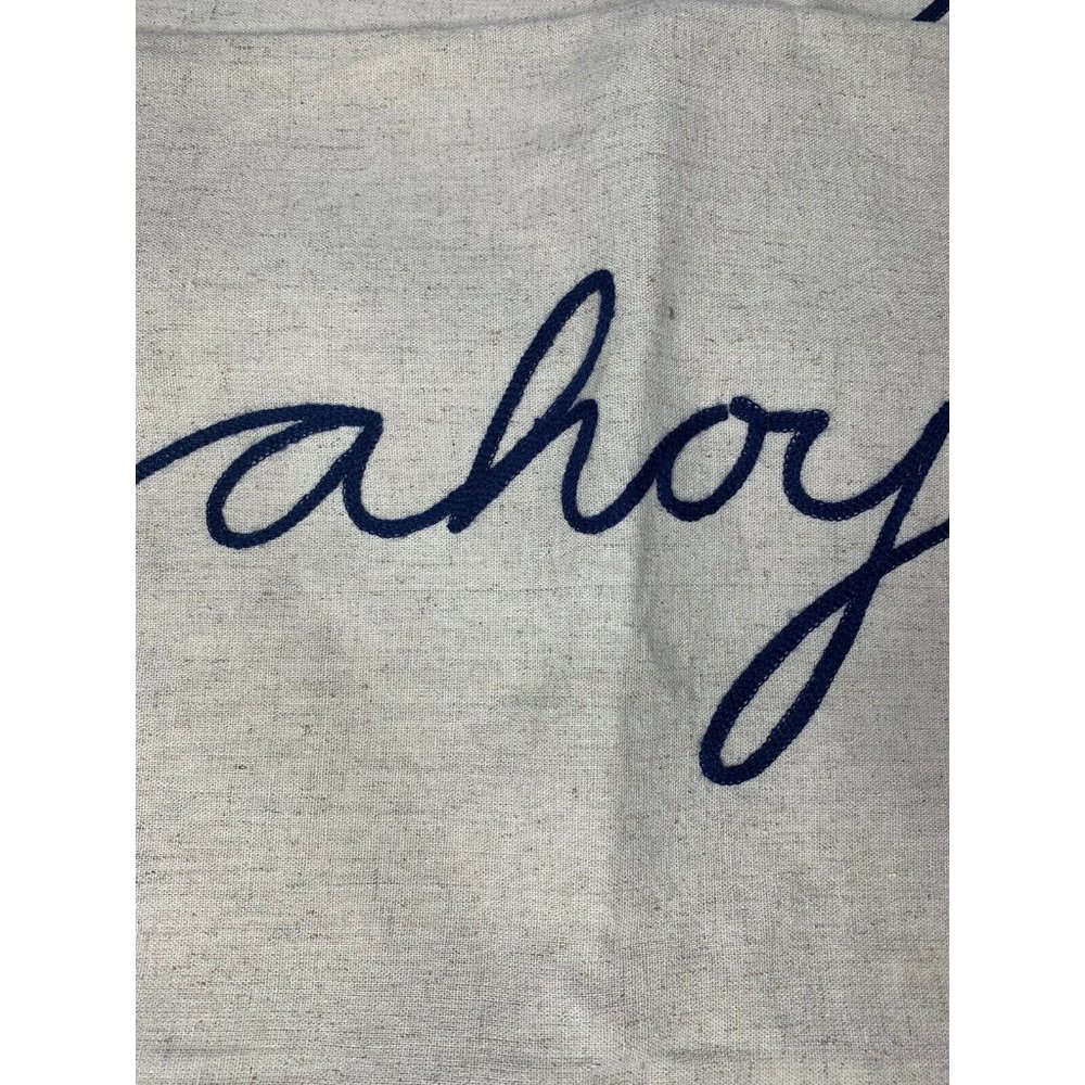 Ahoy Nautical Pillow Shams (2) Linen Blend NEW - Picture 3 of 6